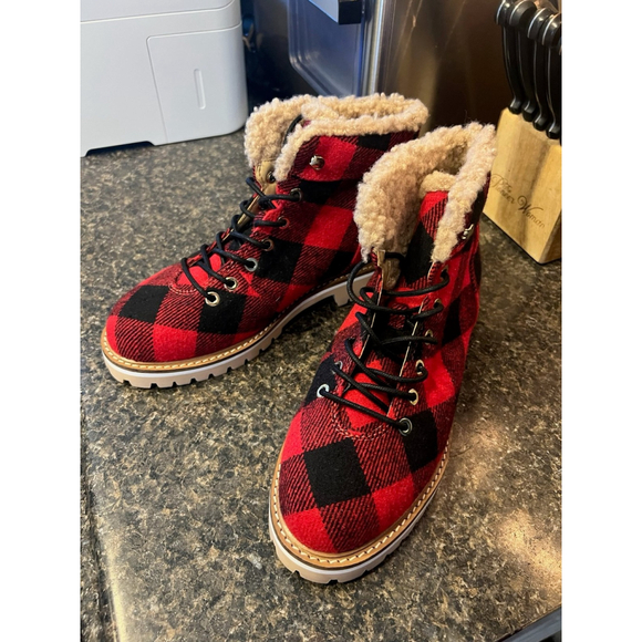 New Talbots JILLY BUFFALO PLAID LACE UP BOOTS - Picture 10 of 11